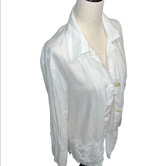 Laura Ralph Lauren White Linen Button Down - Picture 3 of 5